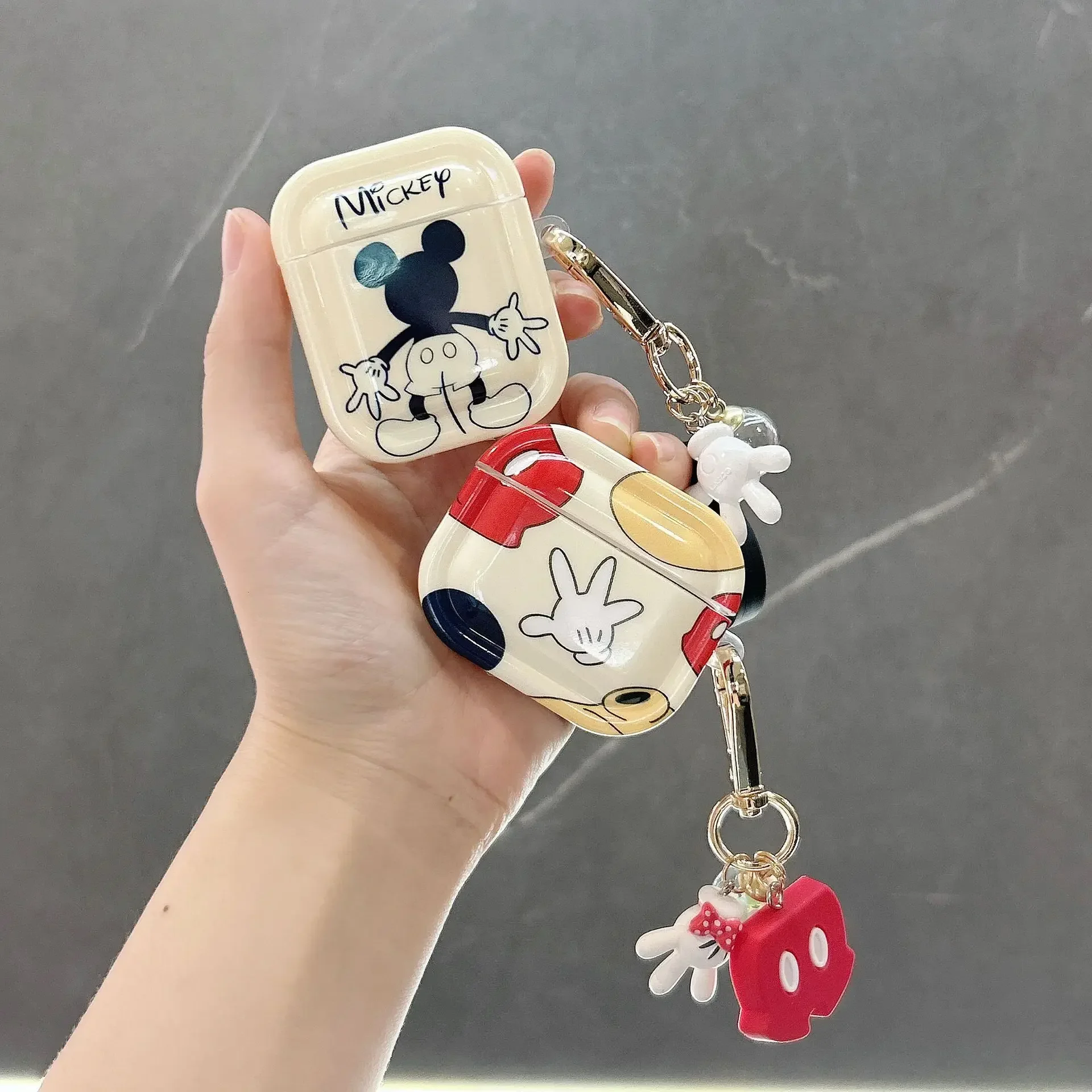 Cartoon Mickey Minnie Air Pod Case For Wireless Earphone For Airpods 1 2 Airpods3 For Airpods Pro 2 Headphone Bags With Keyring