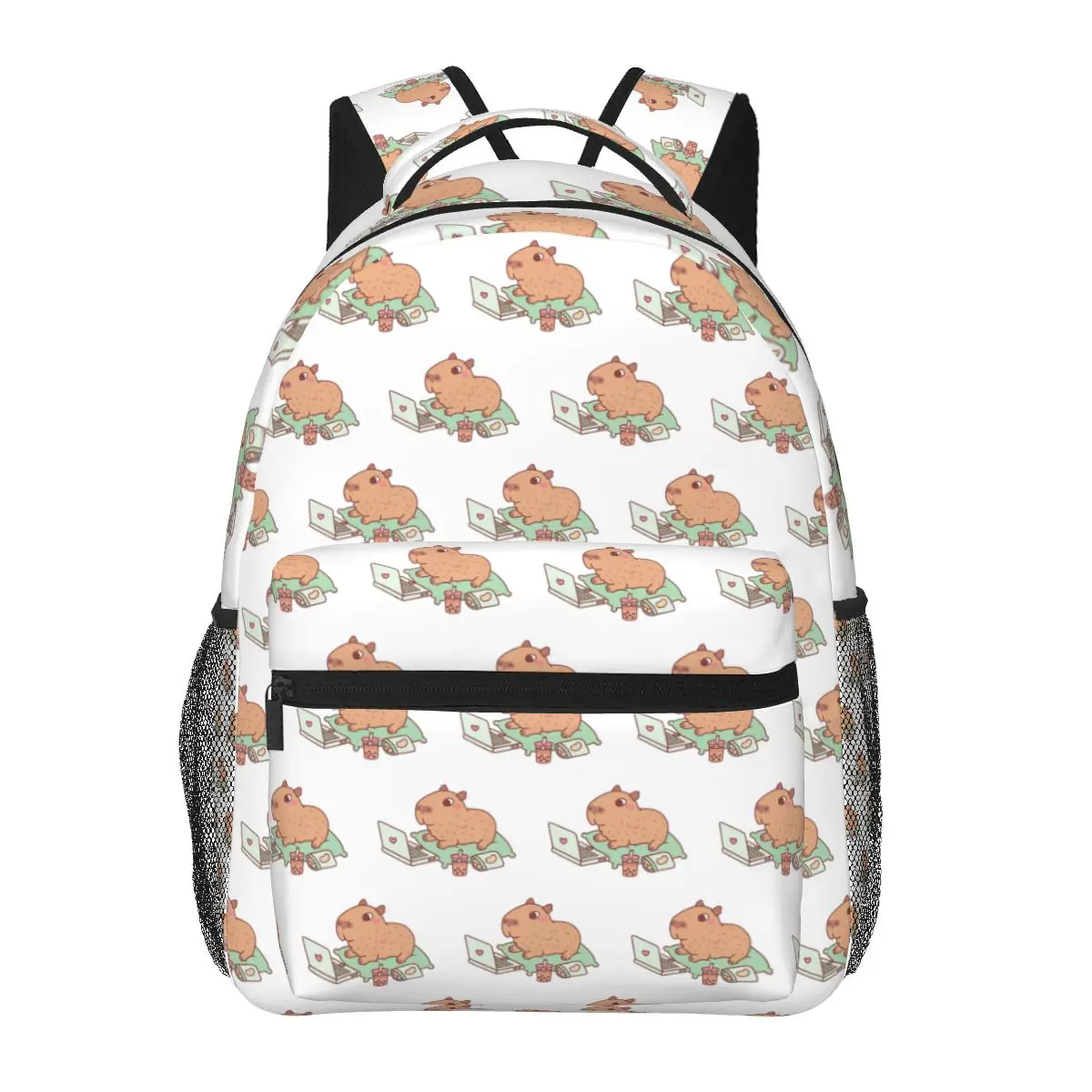 

Cute Chilling Capybara With Laptop And Snacks Backpacks Boys Girls Bookbag Students School Bags Laptop Rucksack Shoulder Bag