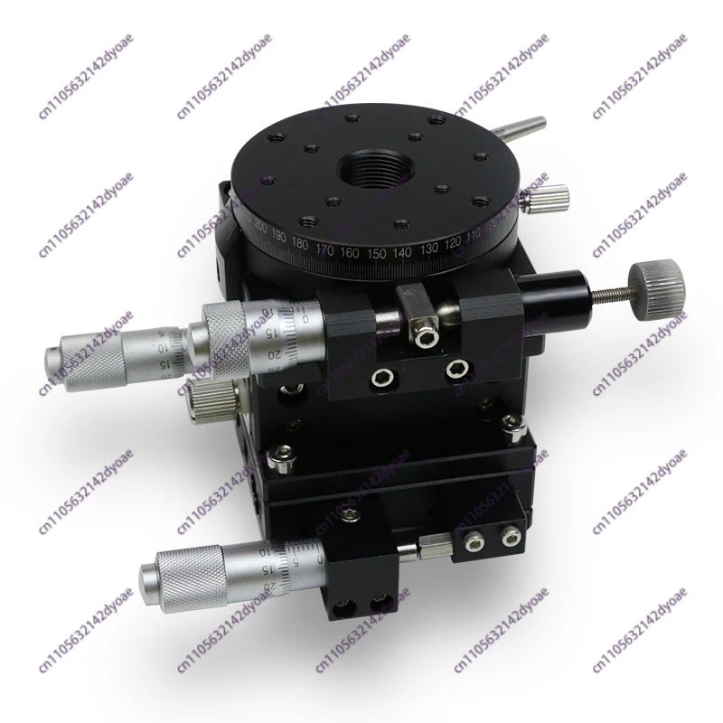three-axis combination translation lifting rotary platform，Micrometer manual fine-tuning displacement slide XZRG shaft 60-R