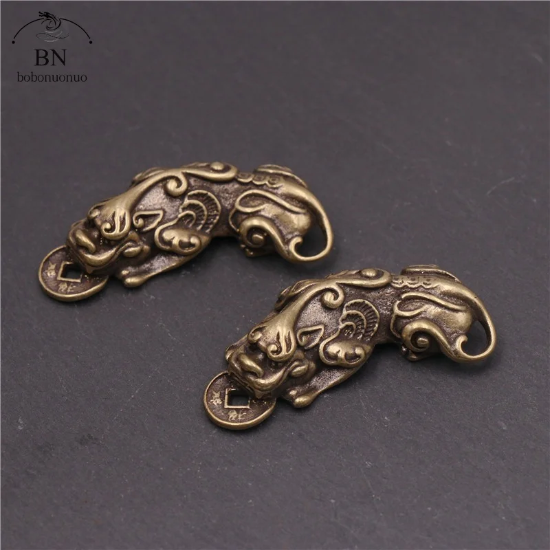 Copper Chinese God Beast Pixiu Solid Brass Antique Animal Sculpture Crafts Desk Tea Table Decoration Home Decor for Living Room