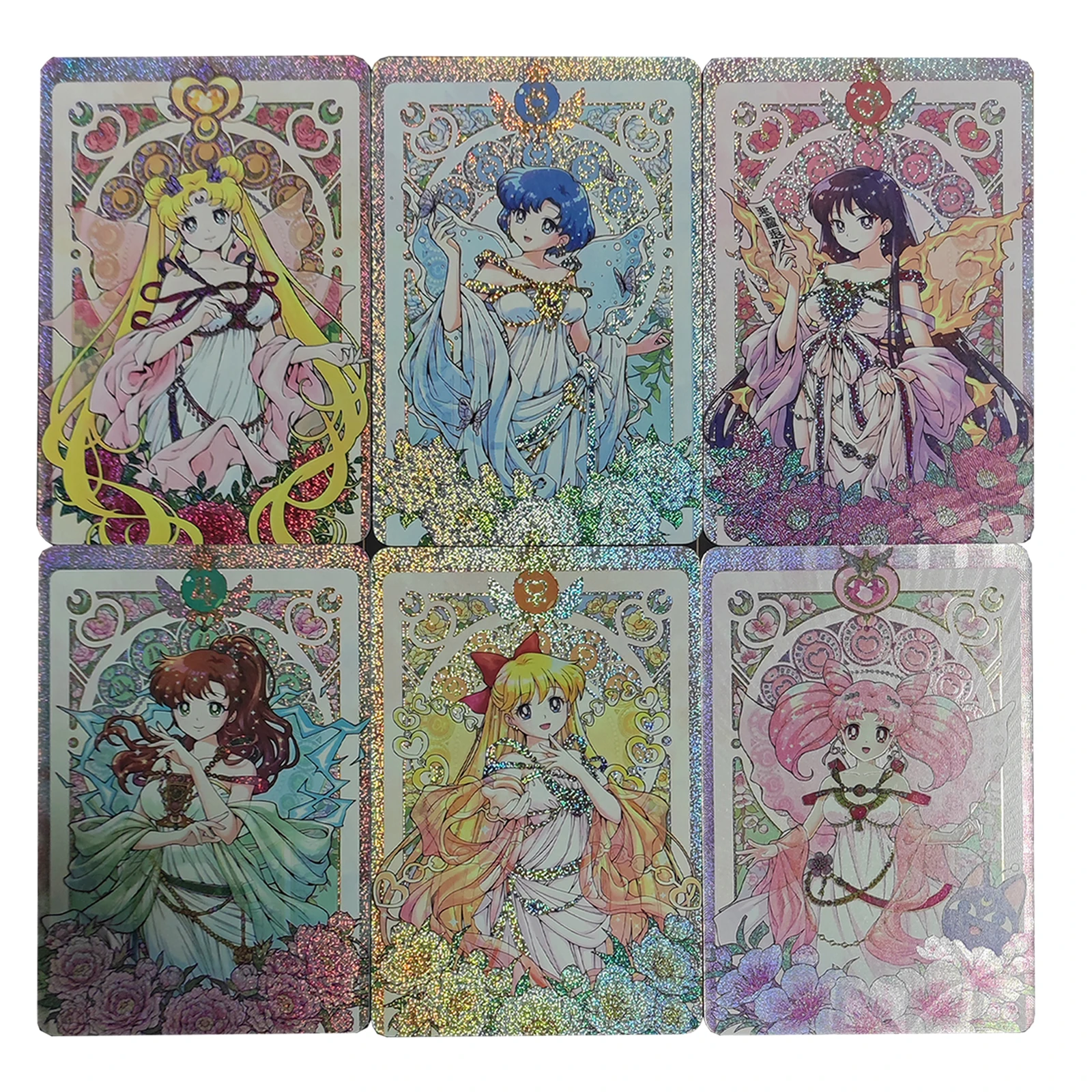 6Pcs/set Self Made Tsukino Usagi Collection Card Prosperity Series Refraction Color Flash Card Aino Minako Anime Cards Gift Toys