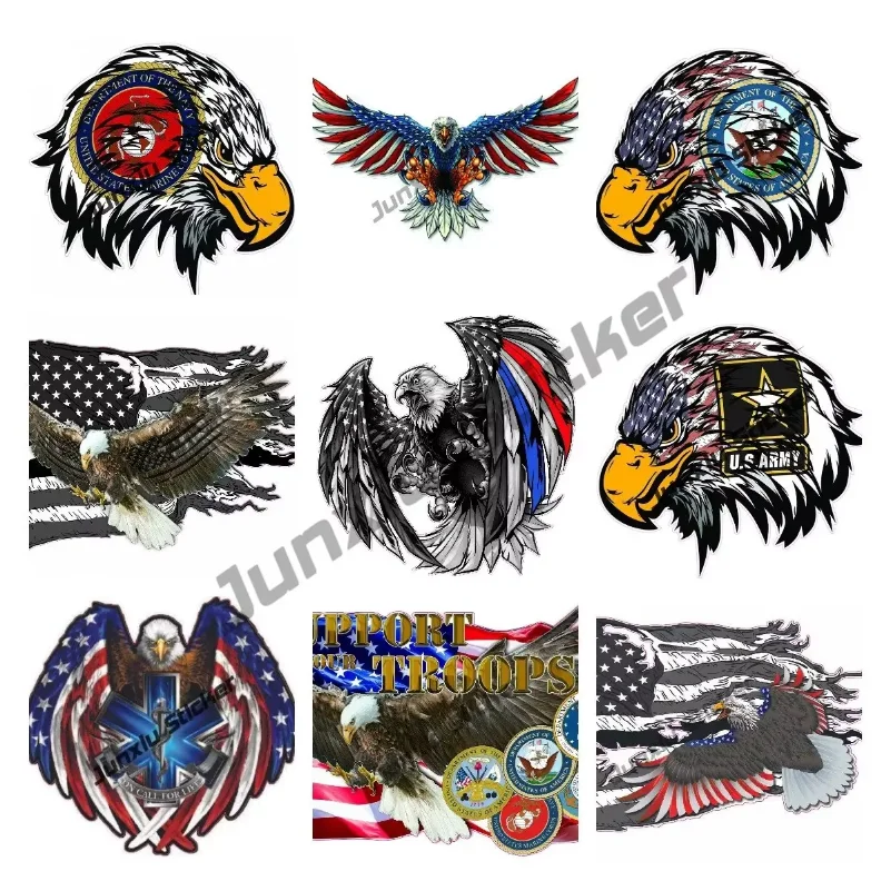 

American Flag Attack Bald Eagle Wings Vinyl Car Decals USA Patriotic Car Sticker Automobiles Motorcycles Anime Car Accessories