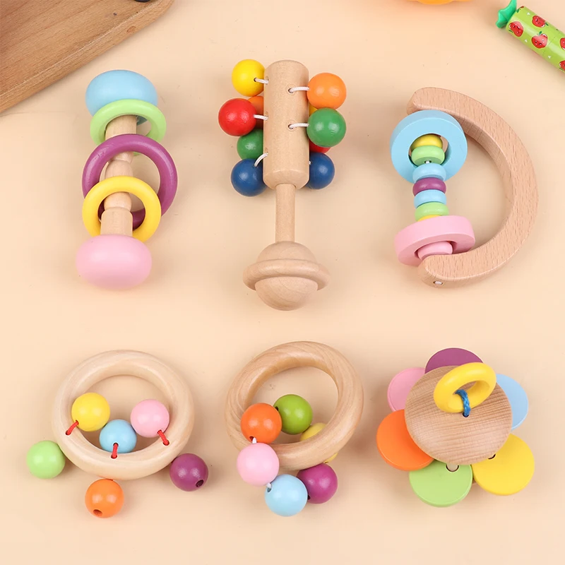 Baby Handheld Ringing Instrument Toy Wooden Musical Instruments Toy Baby Rattle Early Education Toys Griping Practice Toys