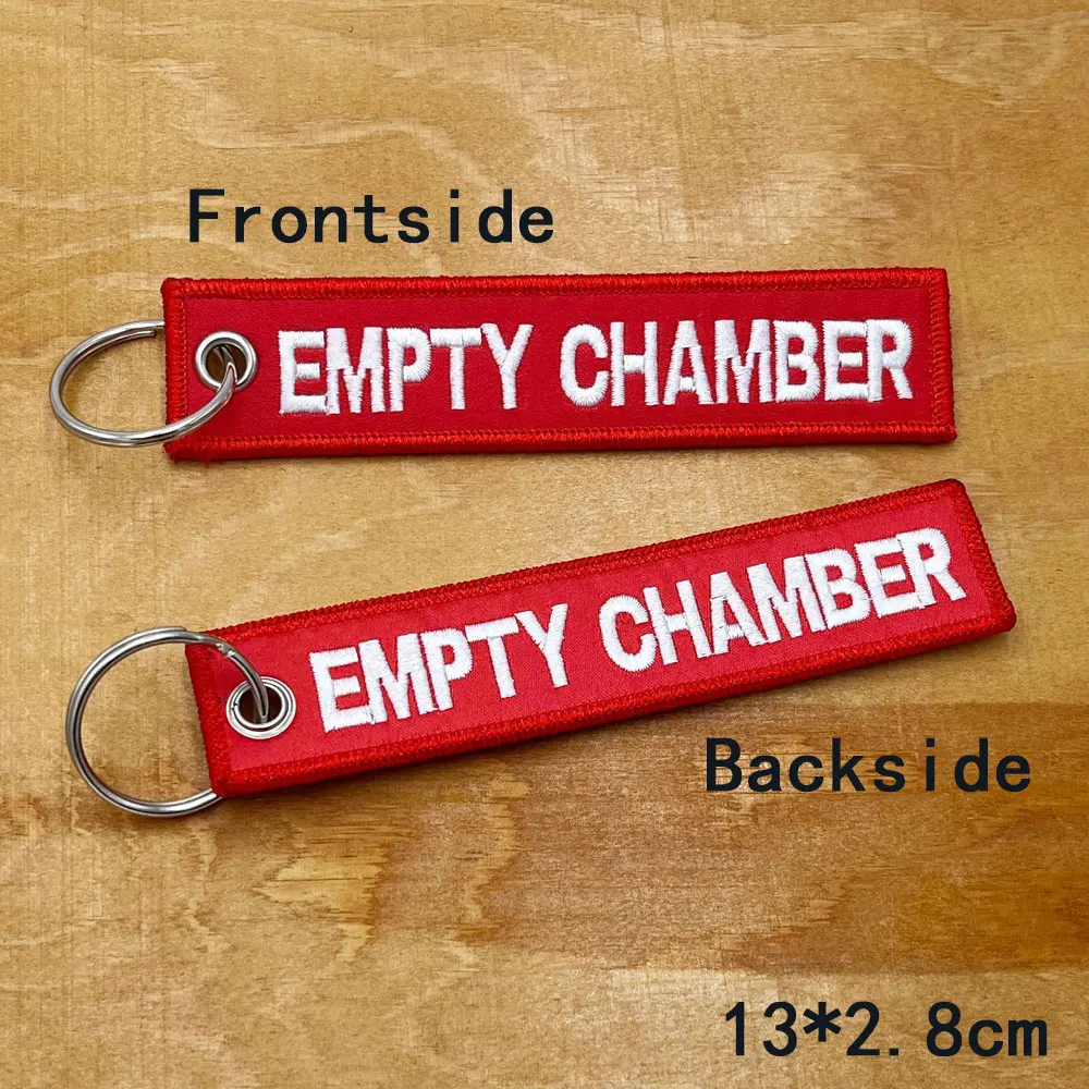 Empty Chamber Embroidery Keychain with Keyring for Pilot