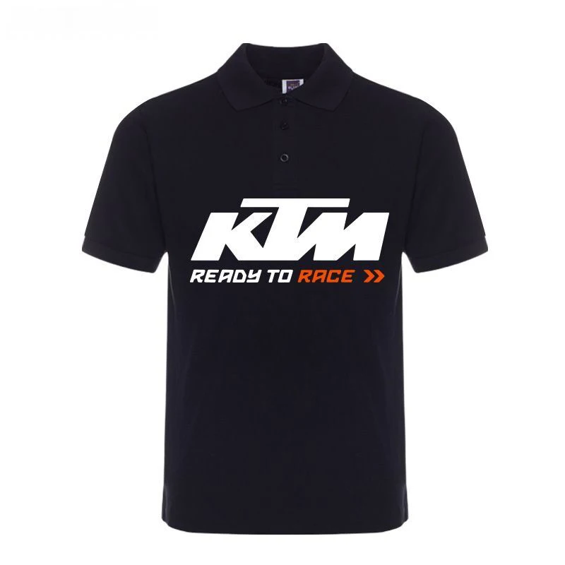 Motorcycle KTM Printed Business Casual Sports Solid Color Short Sleeve Men\'s Popular Lapel Cotton Quality Polo Shirt