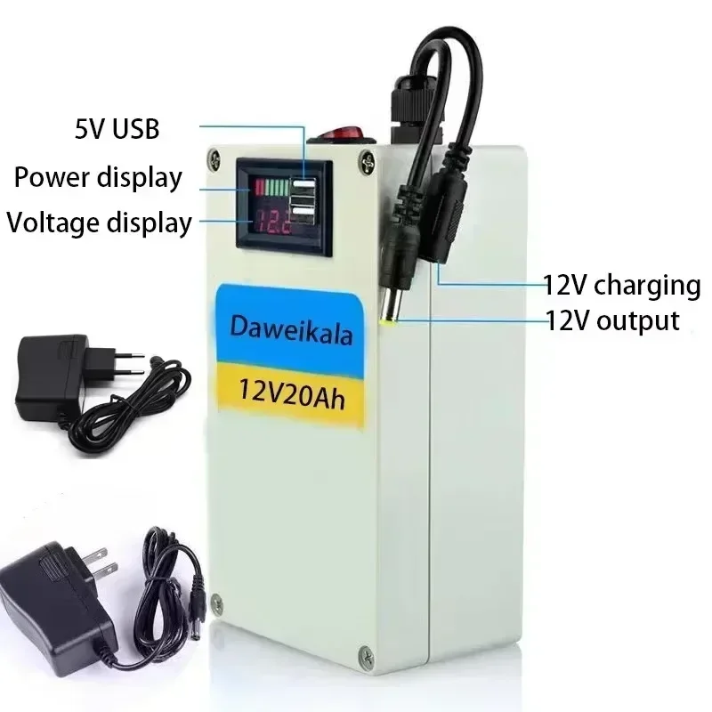 

High Capacity 12V 10AH 20AH 30AH 40AH Lithium Ion Rechargeable Battery with AC Power Charger, 4 Types of Traffic Development