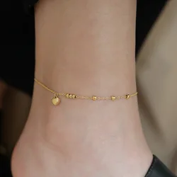 316L Stainless Steel Simplicity Mini Love Heart Shaped Bead Anklet Ladies Fashion Trend High Jewelry Beach Accessorie