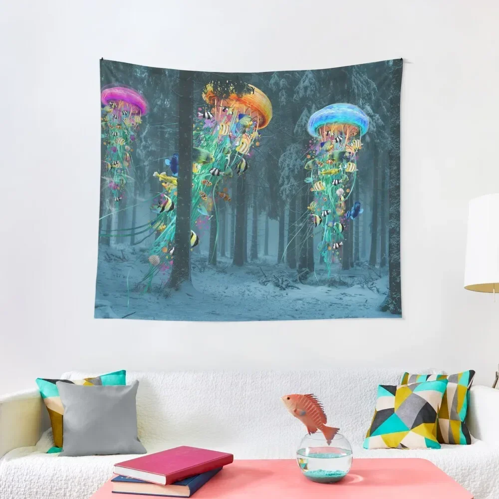 

A New Winter forest of Electric Jellyfish Tapestry Kawaii Room Decor Wall Decoration Items Outdoor Decor Tapestry