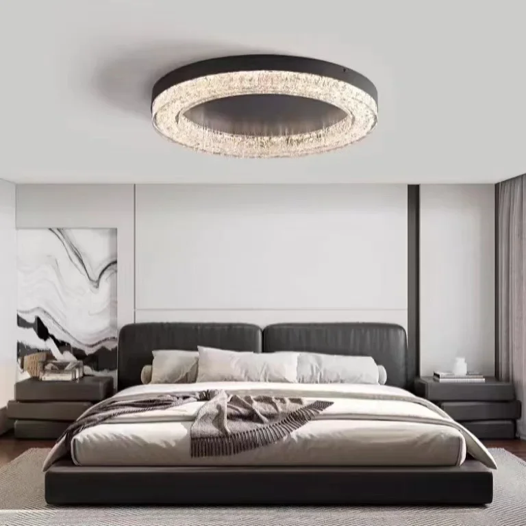 

Light luxury, minimalist all-copper living room, master bedroom lamp, round creative atmosphere, post-modern simple ceiling lamp