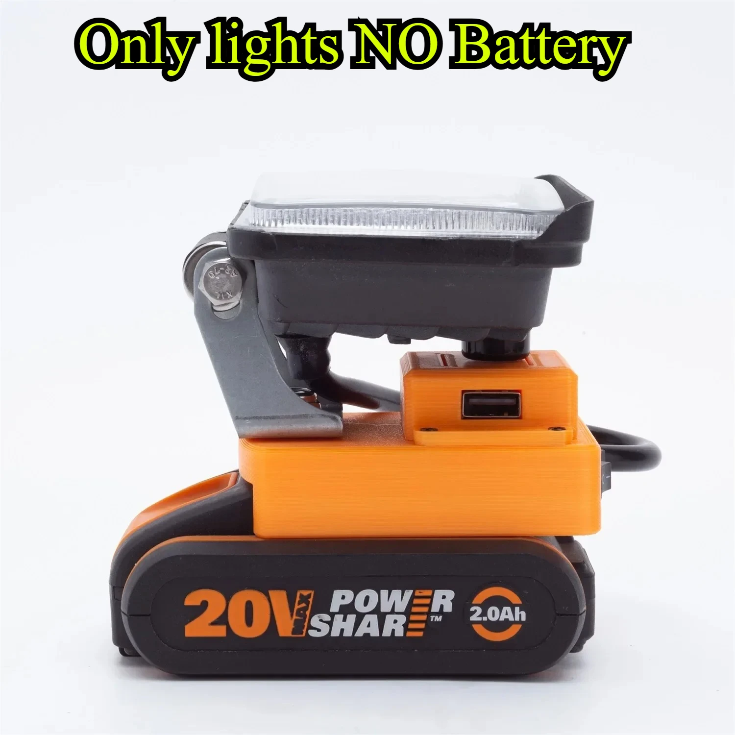 

For Worx 20V 4PIN WA3561/WA3516 Li-ion Battery Wireless with USB Operated Cordless LED Outdoor Camping Portable Work Light