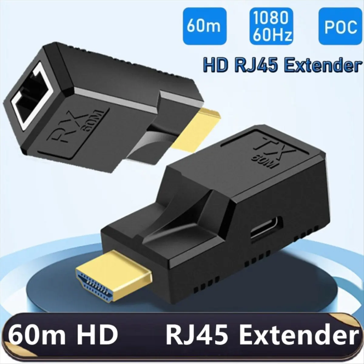 A85P 1080P 60Hz HD Extender RJ45 Ports Network 60M HD to RJ45 over CAT5e/6/7 UTP LAN Extender Adapter for PC Loptop HDTV