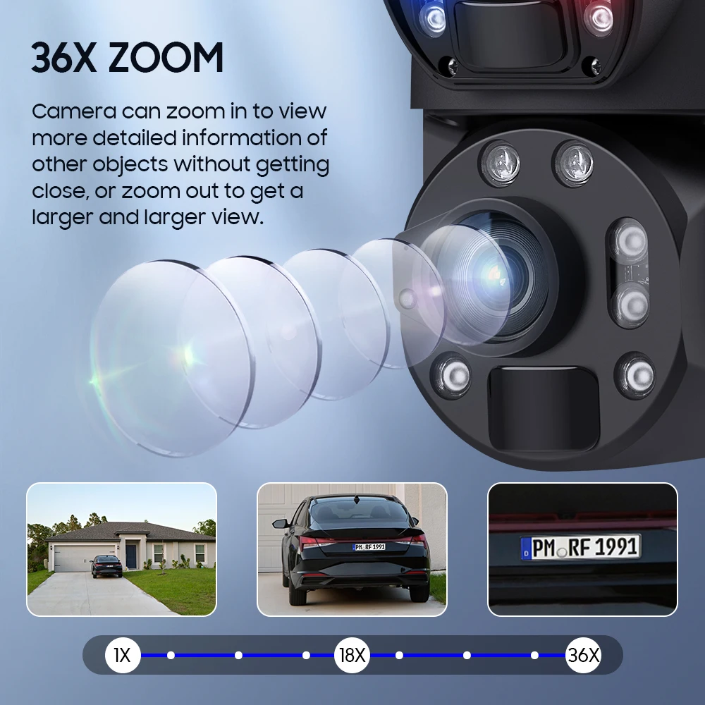 كاميرا أمان Regis 30 وات 6MP 24/7 AOV Ubox طويلة الطاقة تعمل بالطاقة الشمسية IP CCTV كاميرا أمان 36X زووم بصري بعدسة مزدوجة واي فاي 4G بطاقة Sim CMOS خارجية #3