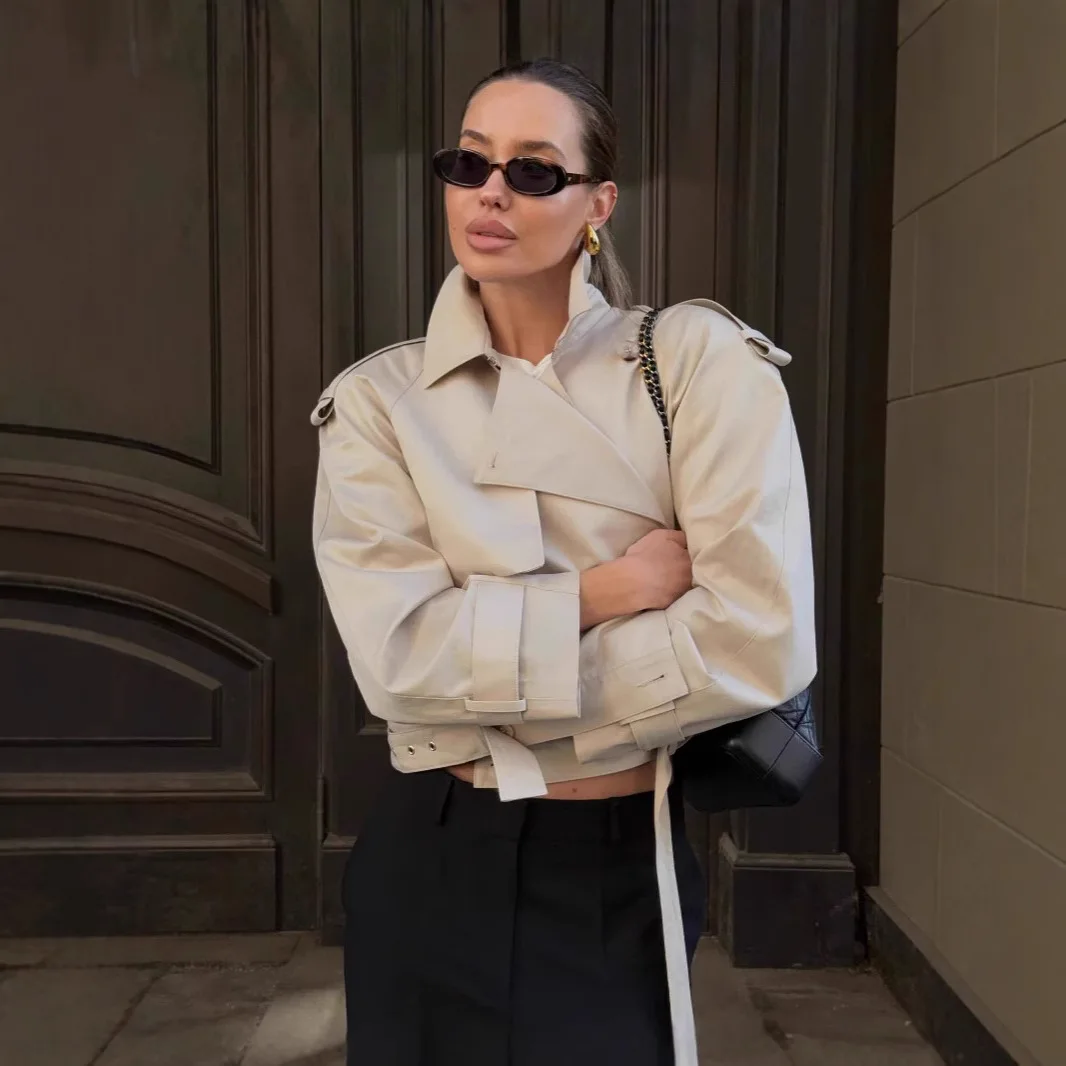 

Spring Women's Windbreaker Coat Korean Style High-Class Short French Temperament European American Design