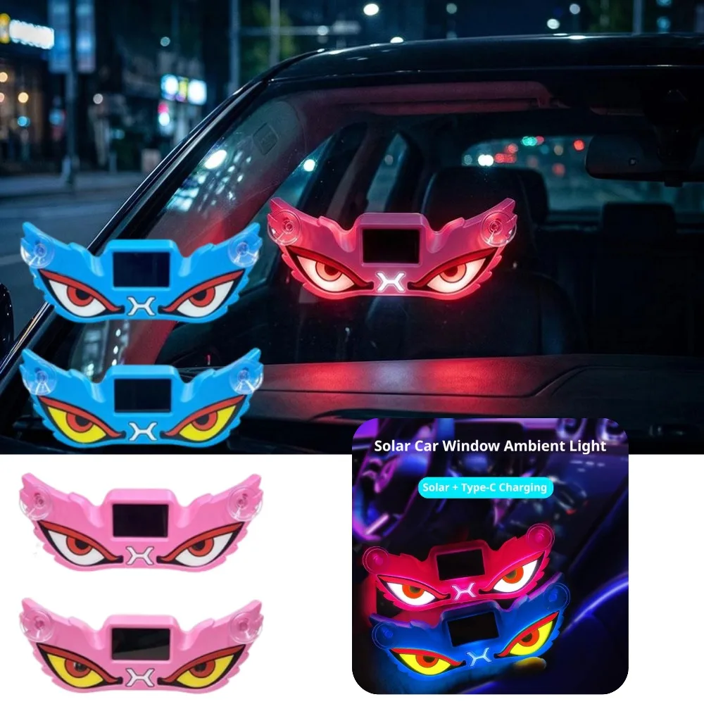 Demon Eye LED Atmosphere Light With Suction Cup Solar Powered ﻿ Car Triangle Window Breathing Atmosphere Lamp Auto Accessories