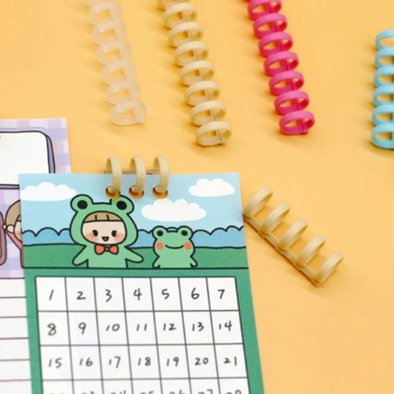 5pcs Random Color 30 Hole Loose-leaf Plastic Binding Ring Spring Spiral Rings Office Supplies