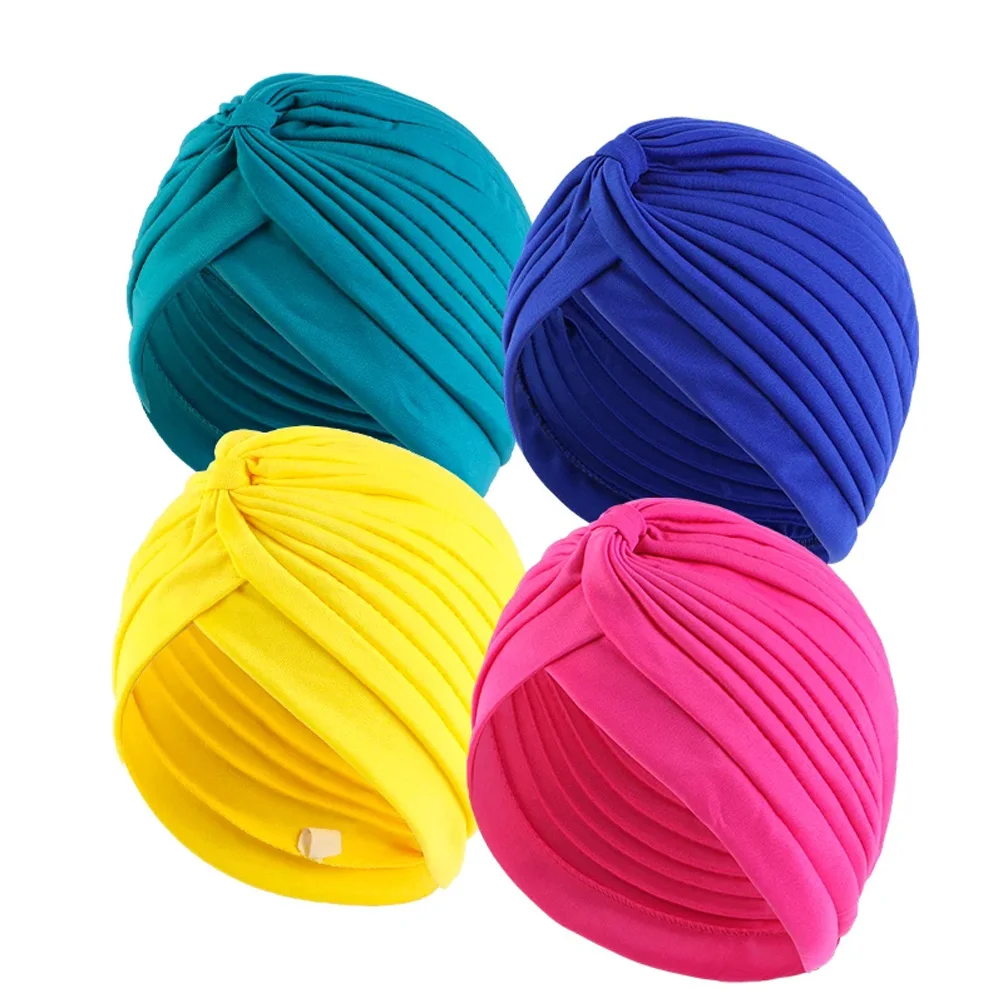 Boné de turbante torção muçulmano para mulheres lenço de babados macio, chapéus indianos hijab feminino, boné de quimioterapia para câncer, turbante feminino