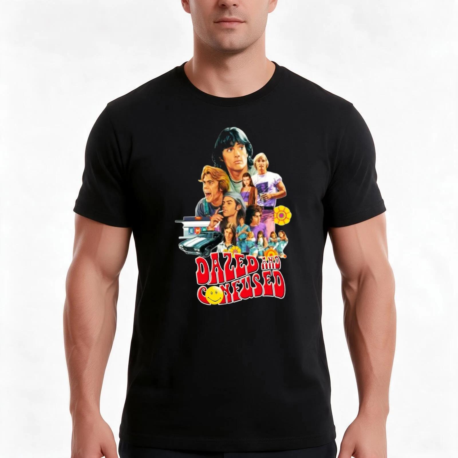 Dazed and Confused T-Shirt, Summer Casual Cotton Tee, Oversized Streetwear Tops, Vintage Graphic Print, Loose Fit Short Sleeve