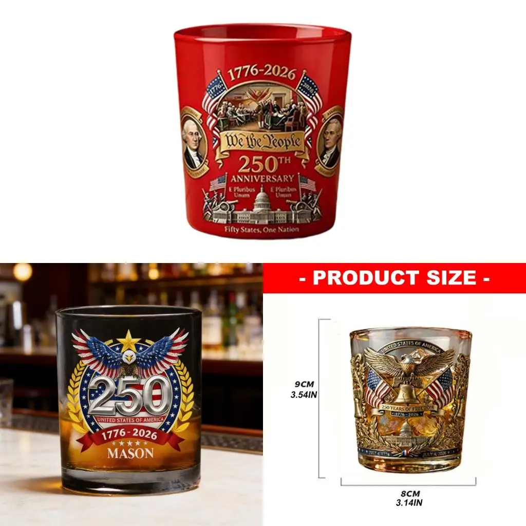 Q39E Patriotic Artistic Handmade 250Th Anniversary Country Themed Wine Cup Strong And Machine Washable