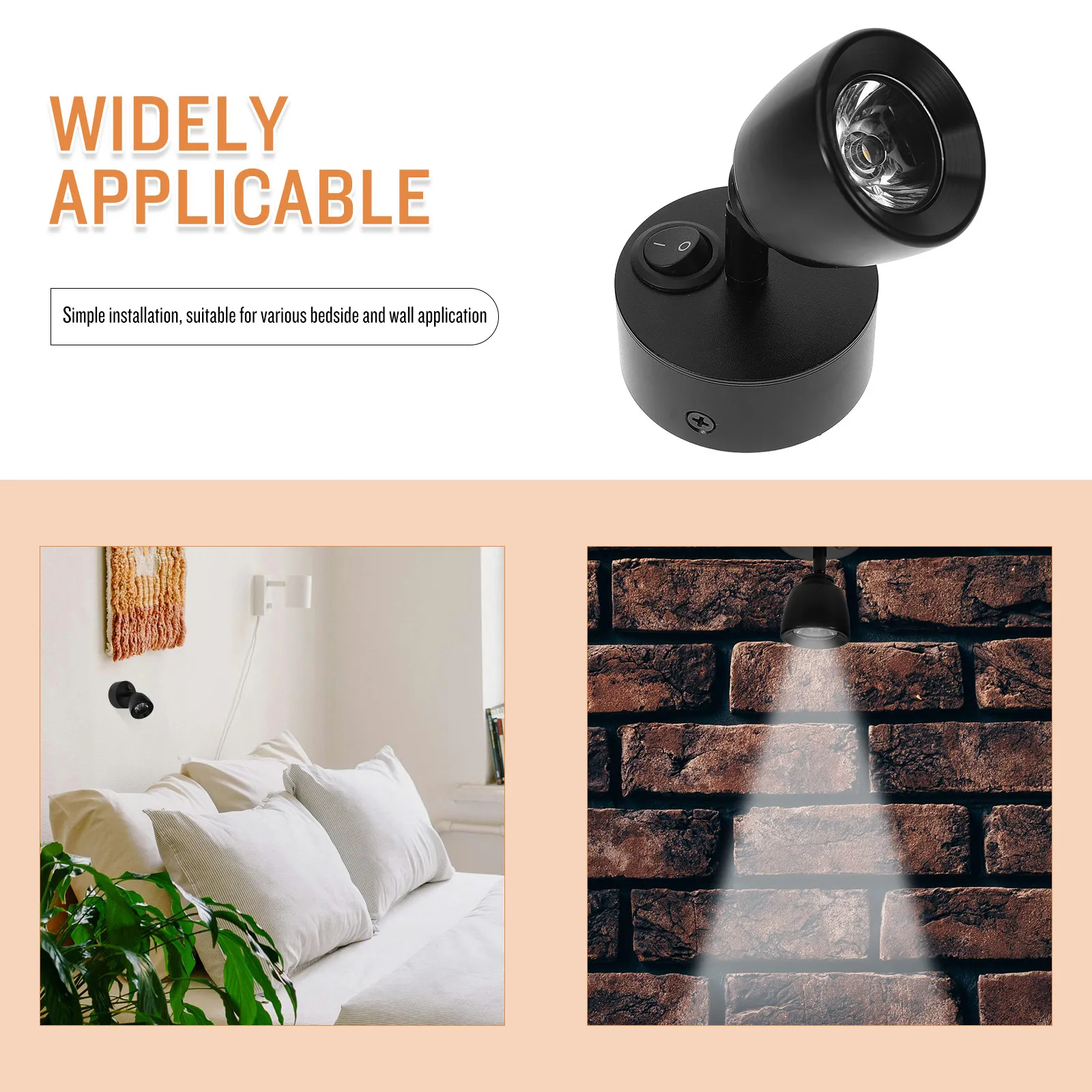 1Set LED Bedside Lamp Wall Mounted Reading Light Warm Bedroom Wall Light Convenient Bed Lamp Home Decor Lights for Bedroom