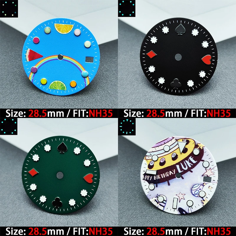 

Аксессуары для циферблата часов диаметром 28,5 мм подходят для модных pokerowych механизмов NH35 и индивидуалистичных деталей циферблата часов.