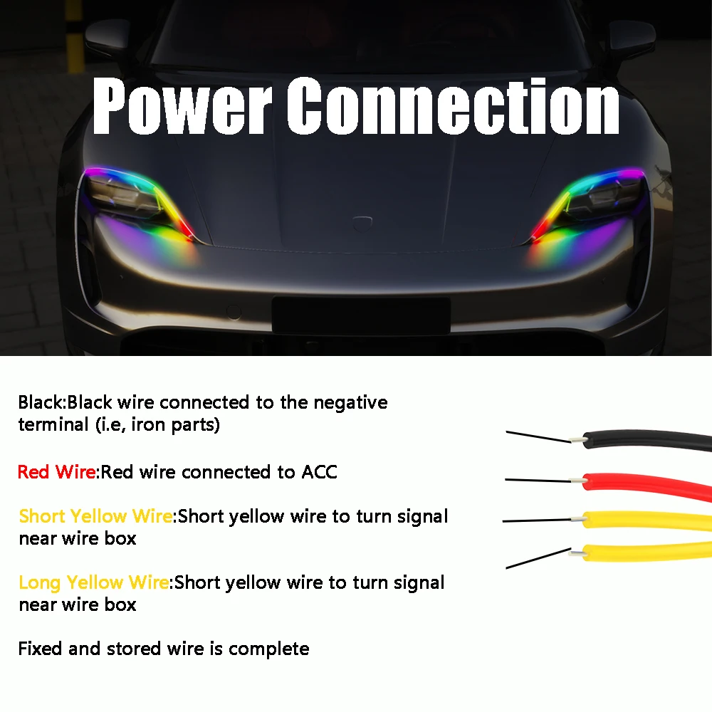 2 قطعة DRL سيارة LED النهار تشغيل ضوء APP التحكم مرنة RGB تتدفق بدوره إشارة قطاع المصباح مصباح للزينة 9-30 فولت