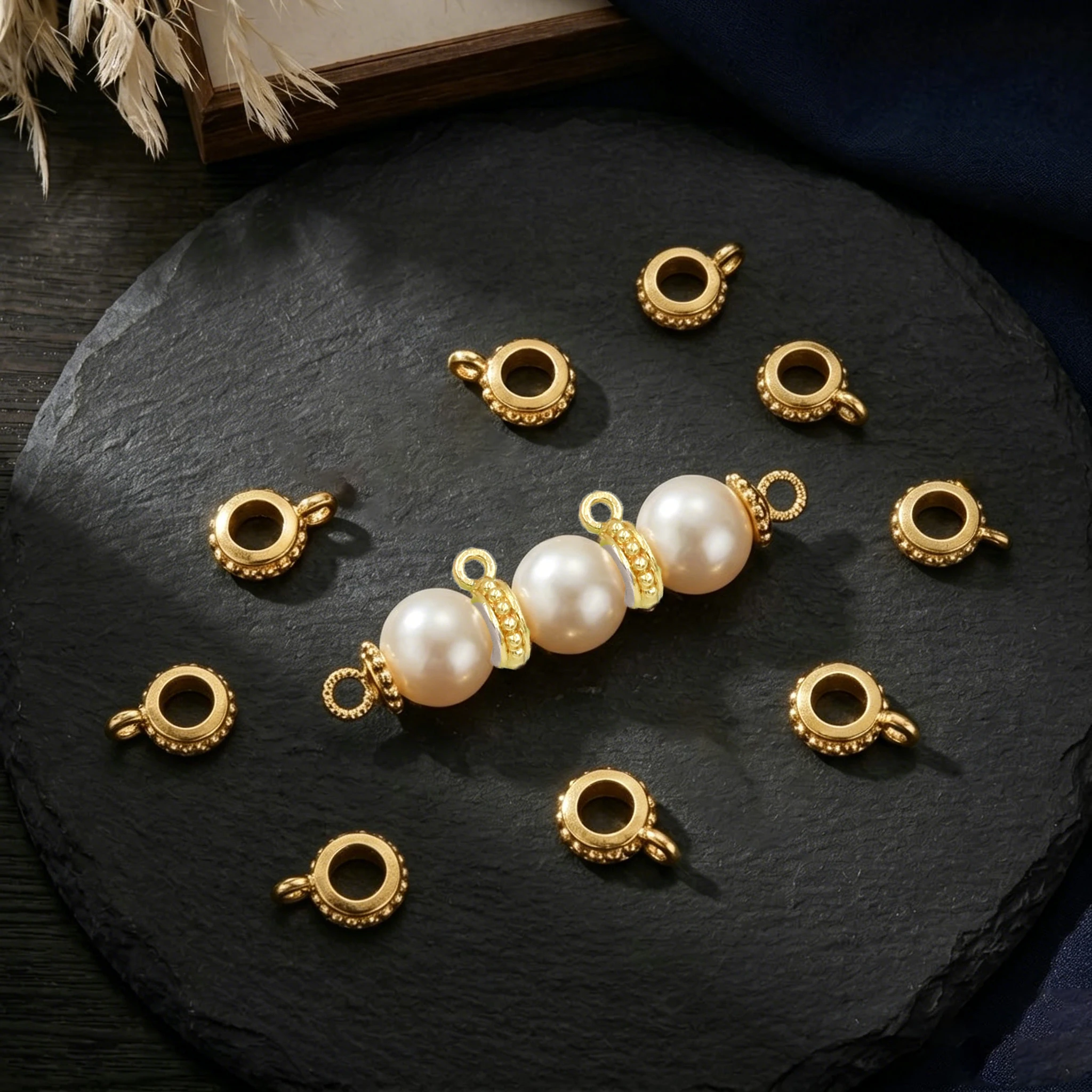 10/20 Stück runde Anhänger-Perlen-Verbinder-Charms für DIY-Halsketten, Armbänder, Schmuckherstellung, Zubehör, Komponenten, Bastelbedarf – Detail 1