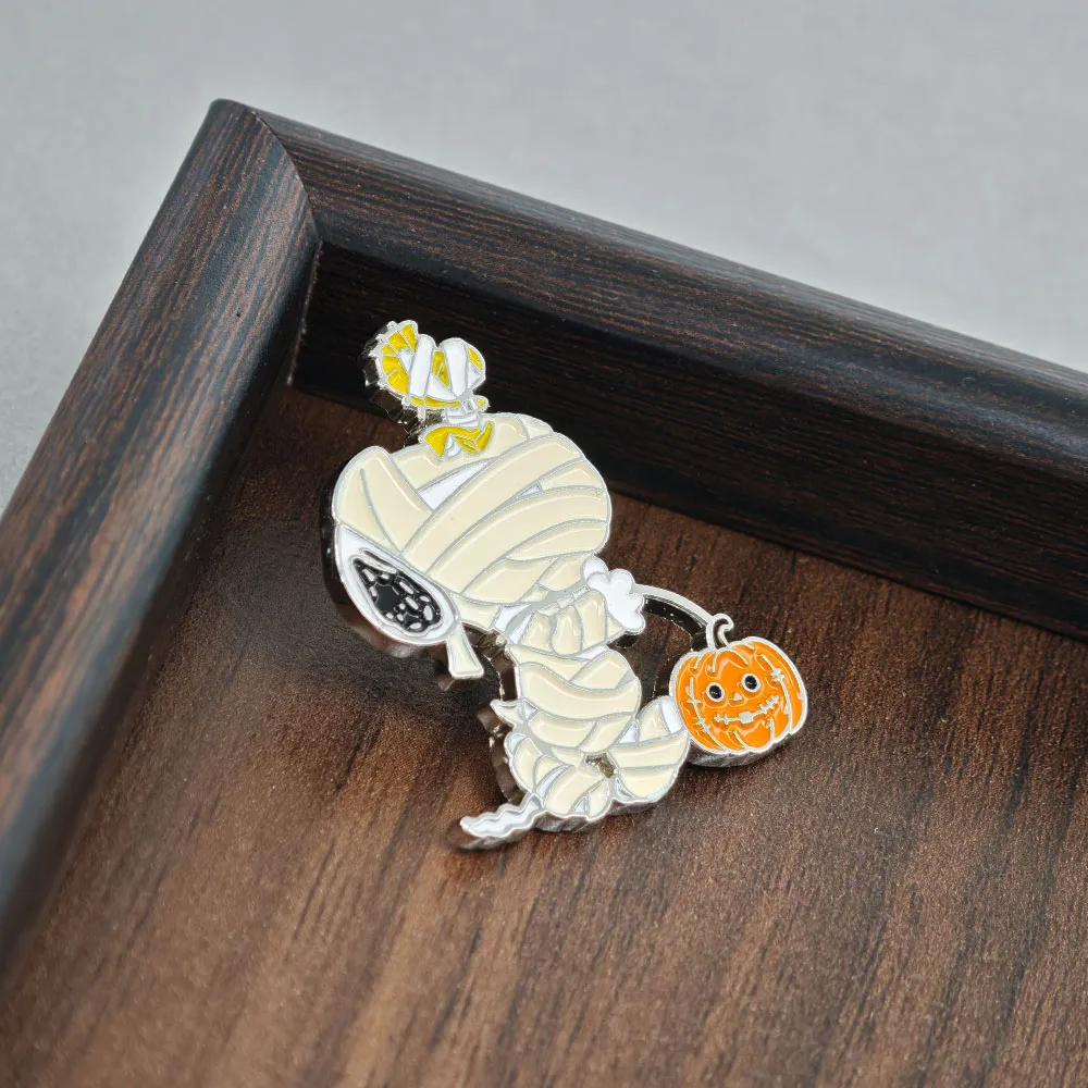 Halloween Mummy Dog Enamel Pin Pumpkin Lapel Pin Cute Cartoon Animal Brooch Badge for Backpack Clothing Jewelry Gift