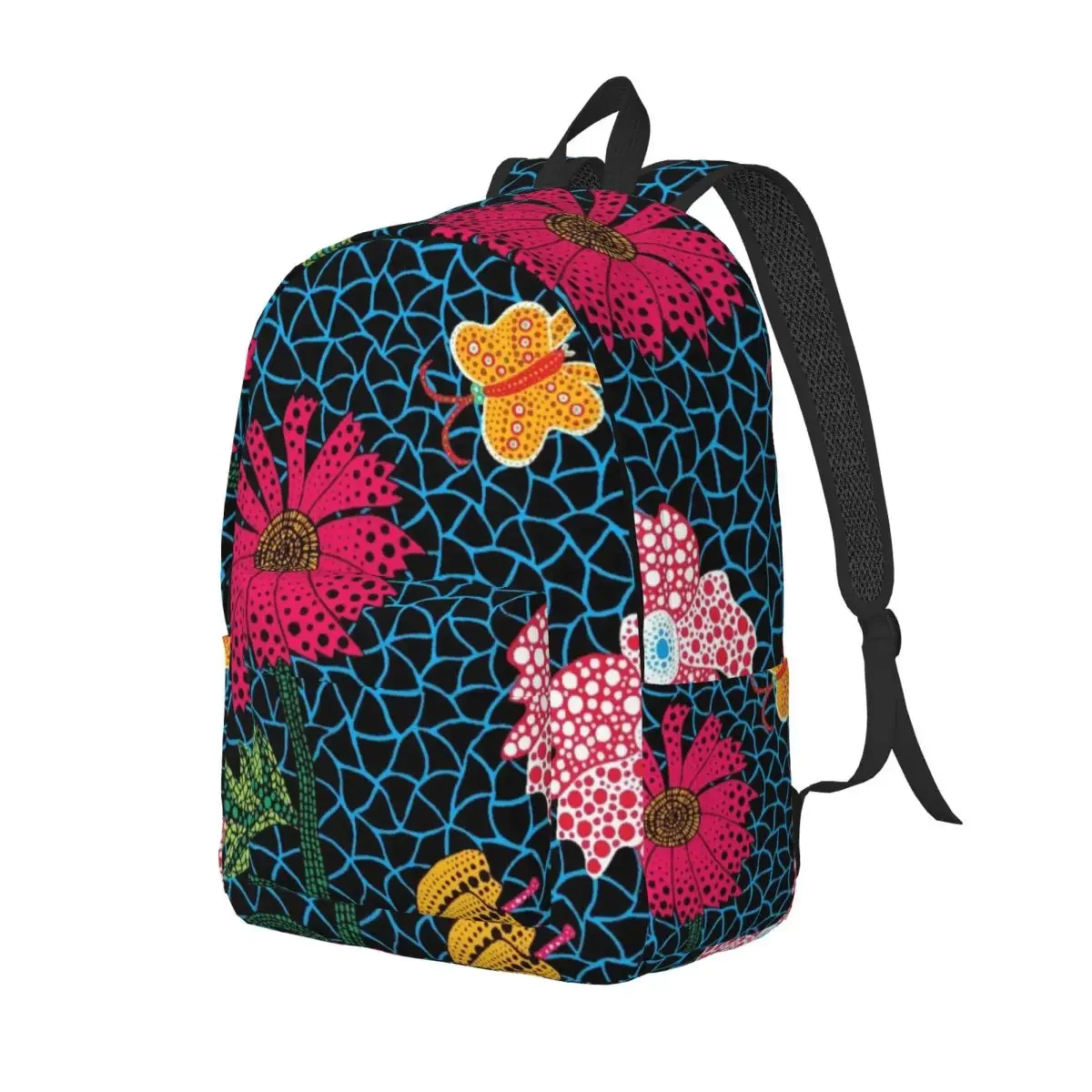 Yayoi Kusama Flowers Canvas Backpack for Women Men College School Students Bookbag Fits 15 Inch Laptop Abstract Art Bags