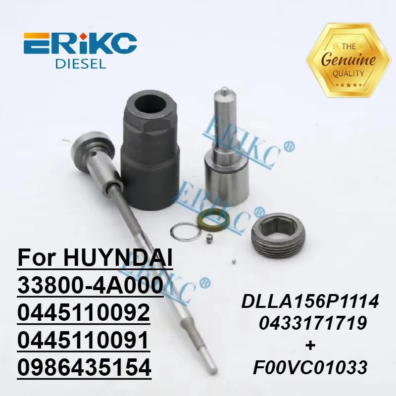 0445110091 0445110092 Injector Overhaul Repair Kits Nozzle DLLA156P1114 0433171719 Valve F00VC01033 for  33800-4A000