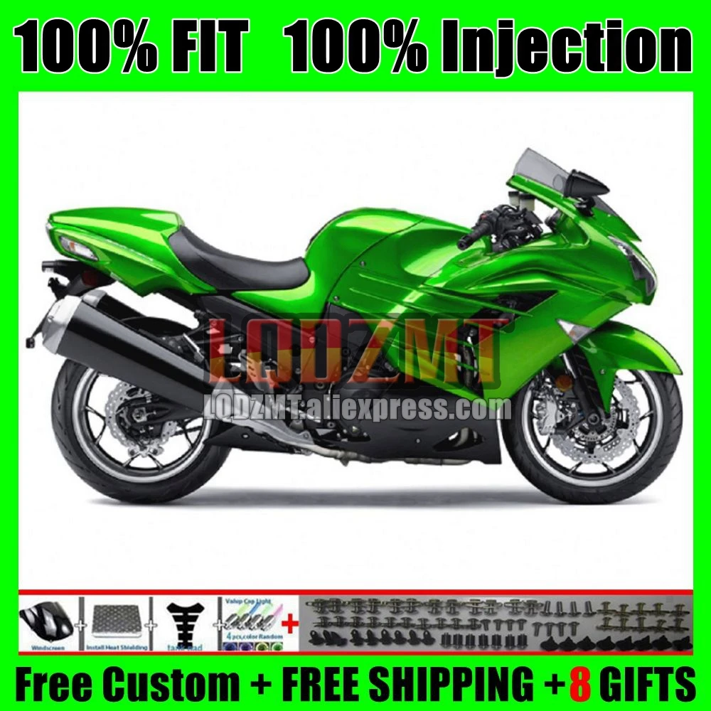 Body For KAWASAKI NINJA ZZR 1400 ZZR-1400 06 07 08 09 10 11 70No.39 ZZR1400 2006 2007 2008 2009 2010 Green blk 2011 Fairings