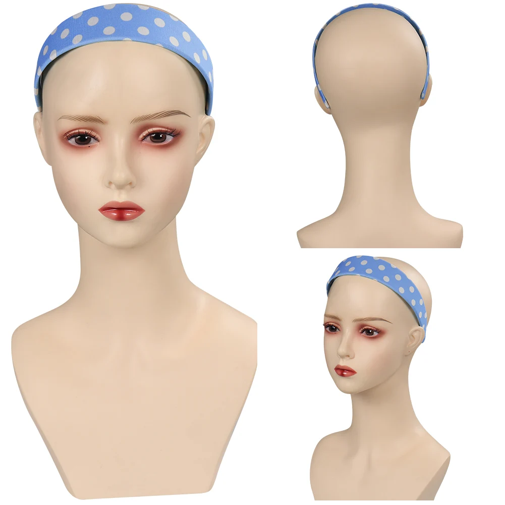 Margot Cosplay Women Girls Blue Polka Dot Headband Scarf Halloween Carnival Party Costume Headwear Accessoreis Gifts