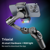 Comitok 3-Axis Gimbal Stabilizer for Smartphone iPhone Android with AI Face Tracking RGB Magnetic Light for TikTok Vlog Portable