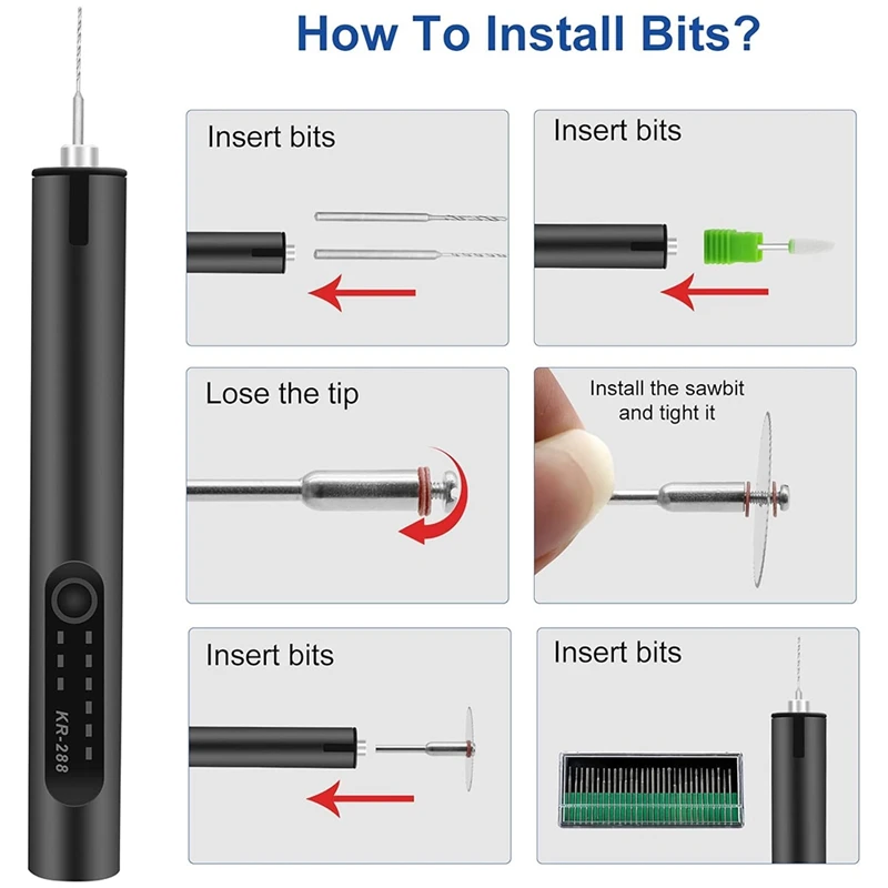 Electric Engraving Pen With 35Bits, USB Rechargeable Cordless Engraving Machine,DIY Rotary Engraver For Wood Glass Stone