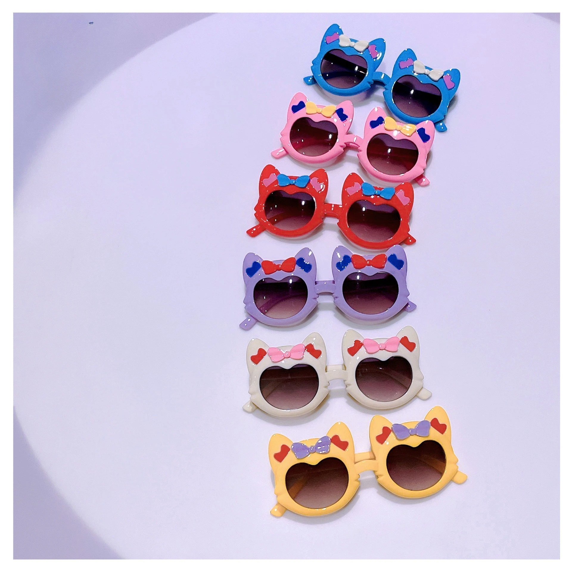 2024 New Children's Sunglasses Cute Fox Colorful Bow Sun Glasses Boys Girls Summer UV Protection and Sun Protection Eyewear