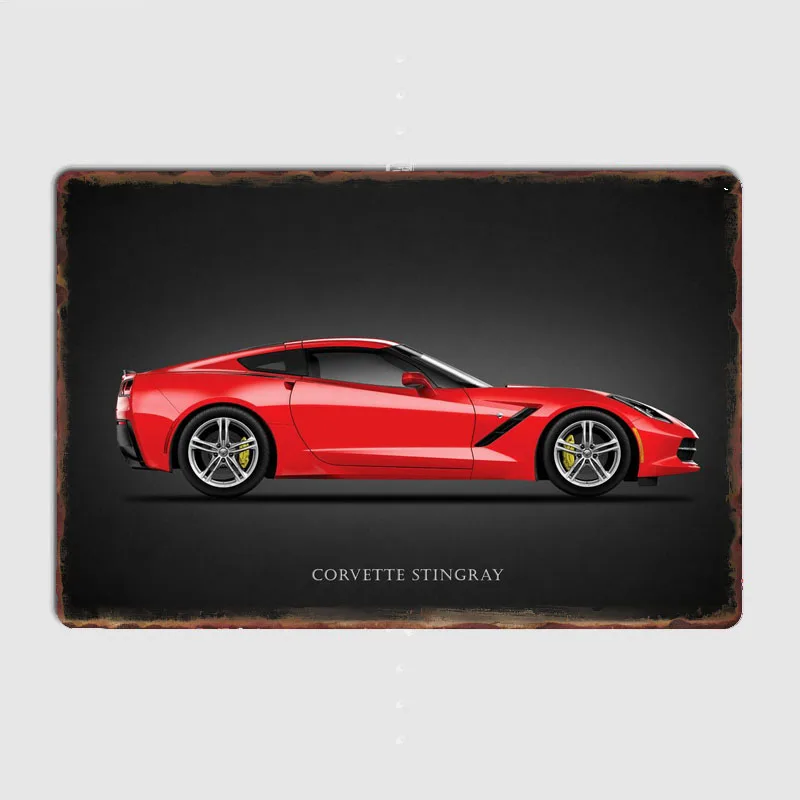 Sports Car The Corvette Classic Car Poster Metal Sign Bathroom Room Decor Wall Decor Tin Vintage Home Decoration