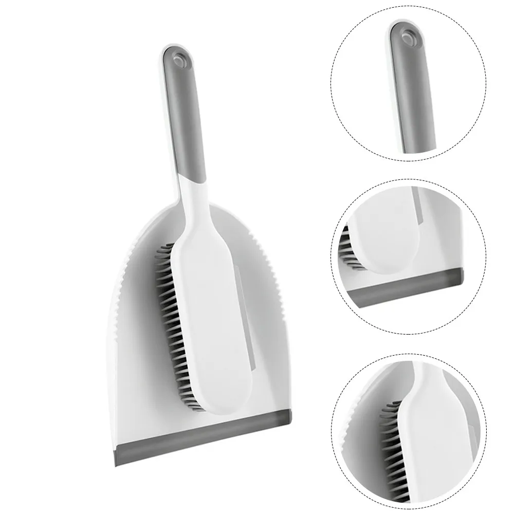 2Pcs Dust Pan Set Desktop Cleaning Brush for Hard to Reach Corners Multi-Use Broombstick Cleaner Compact Storage