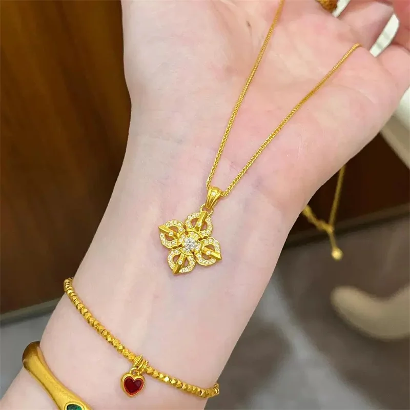 High quality AU750 18K gold diamond studded fashionable temperament cross pendant women's necklace exquisite jewelry gift