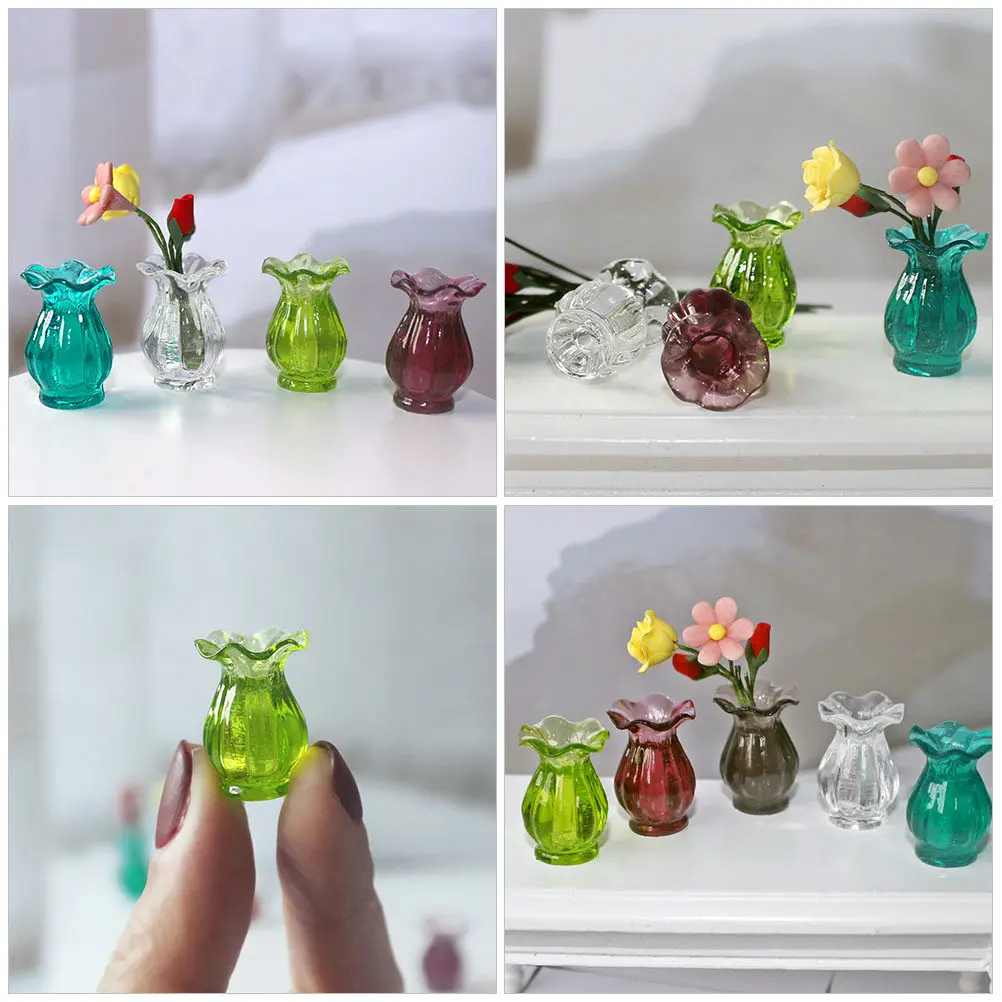 

10Pcs Mini Vase Decor Set Exquisite Fake Planter for Tiny Home Landscaping Scene Comfortable Touch Surface Non-Deformable Resin