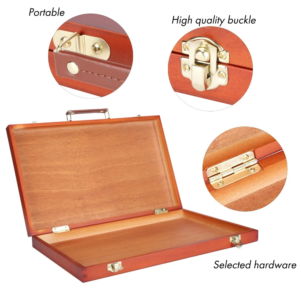 1pcs Lightweight Wooden Painting Storage Box Secure Locking Clasps Multi-functional Design Portable Painting Box
