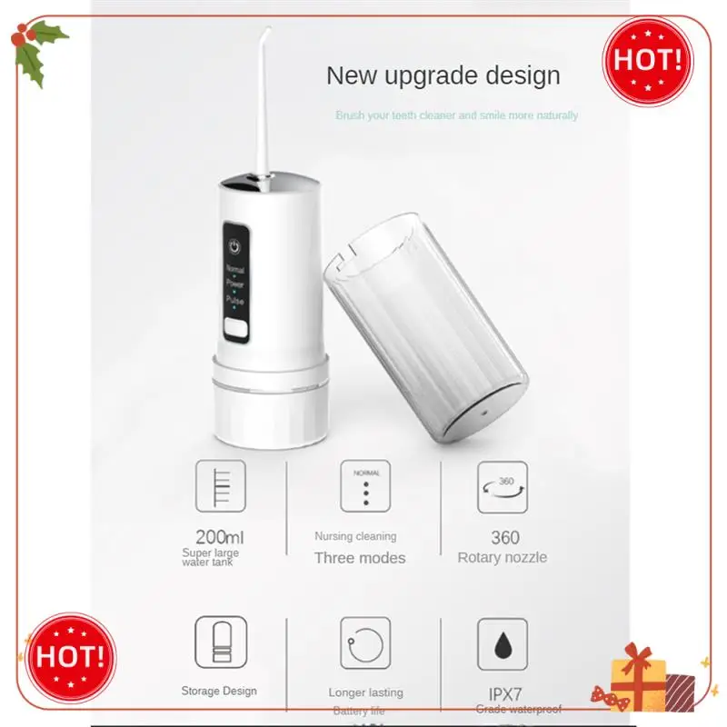 ABLE-Elettrico Acqua Flosser Cordless 200ML Ricaricabile Irrigatore Orale Per La Pulizia Dei Denti Portatile Strumenti di Pulizia Dei Denti