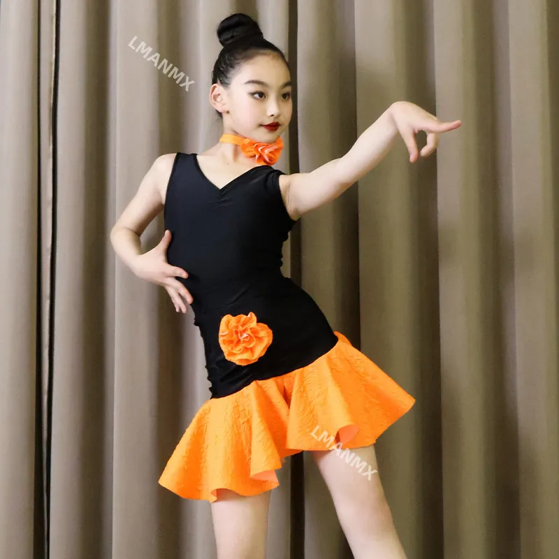 Latin Dance 2025 Autumn/Winter New Girls' Practice Dress Set with Advanced Performance Skirt