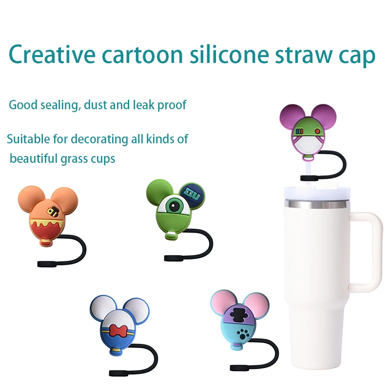 Hot sale cartoon silicone straw cap Drink straw plug ReusableDust prevention spill-proof drinking cup straw cap pendant