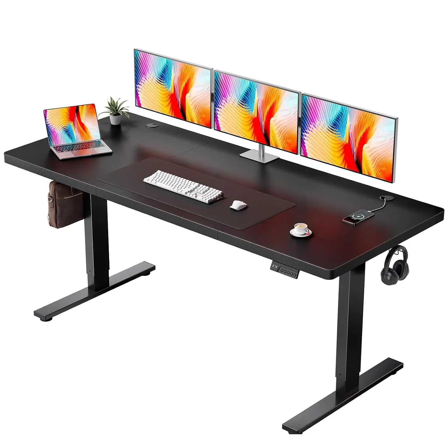 Electric Standing Desk 71x30 Inch Adjustable Sit Stand Double Beam 3 Memory Height Cable Management Home Office, Customized