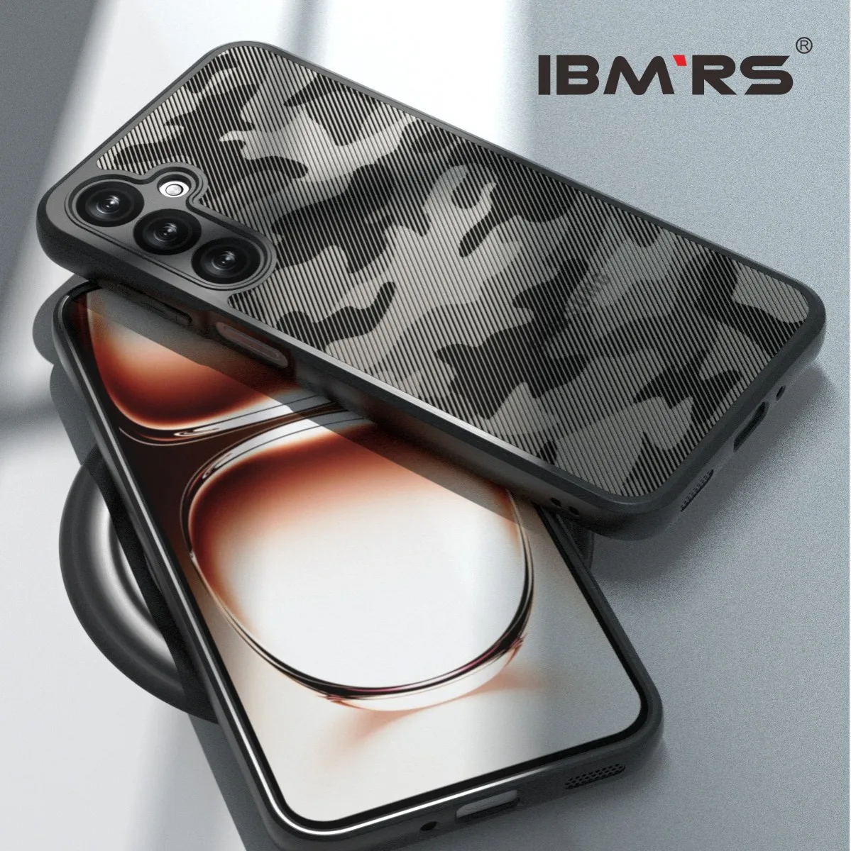 

IBMRS Genuine Official Stand for Samsung Galaxy M35 Case,Shockproof Matte Translucent Phone Case, Camo Black