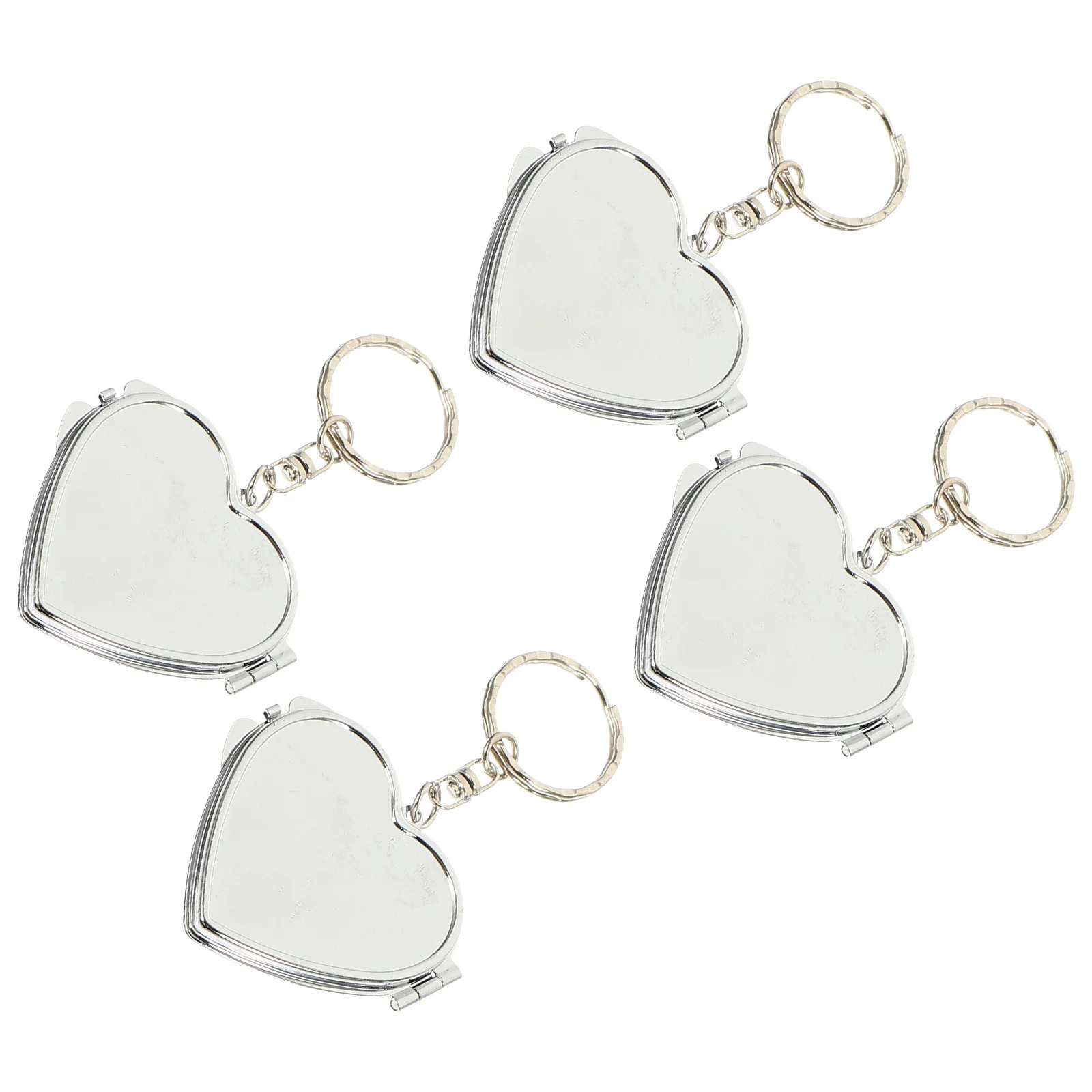 Mini porte-clés miroir en forme de cœur, pliable, double face, en métal, Portable, Compact, pour femmes et filles, cadeau, 4 pièces