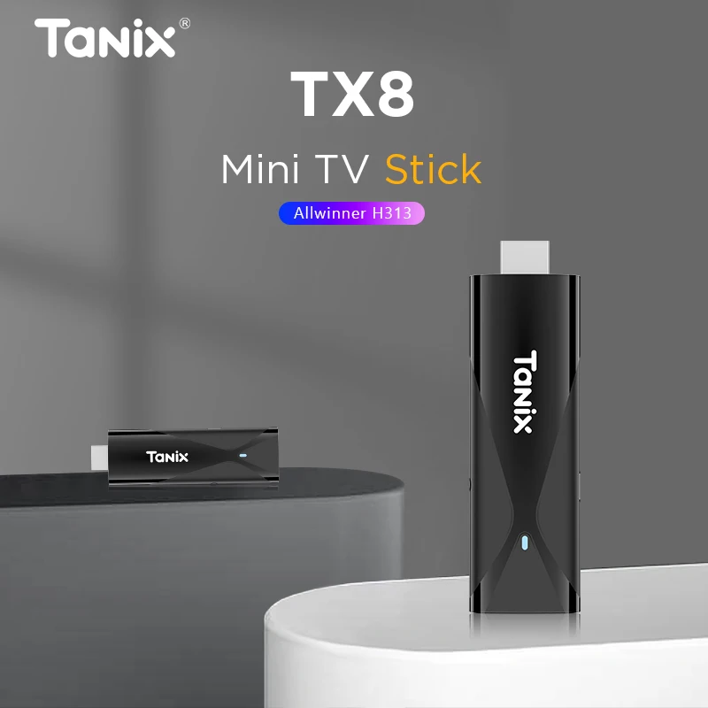 Smart Mini TX8 TV Stick AndroidTV10 Allwinner H313 2GB RAM 16GB ROM BT AVI 2.4G/5G Dual Wifi 4K 1080P HD Media Player TV Dongle