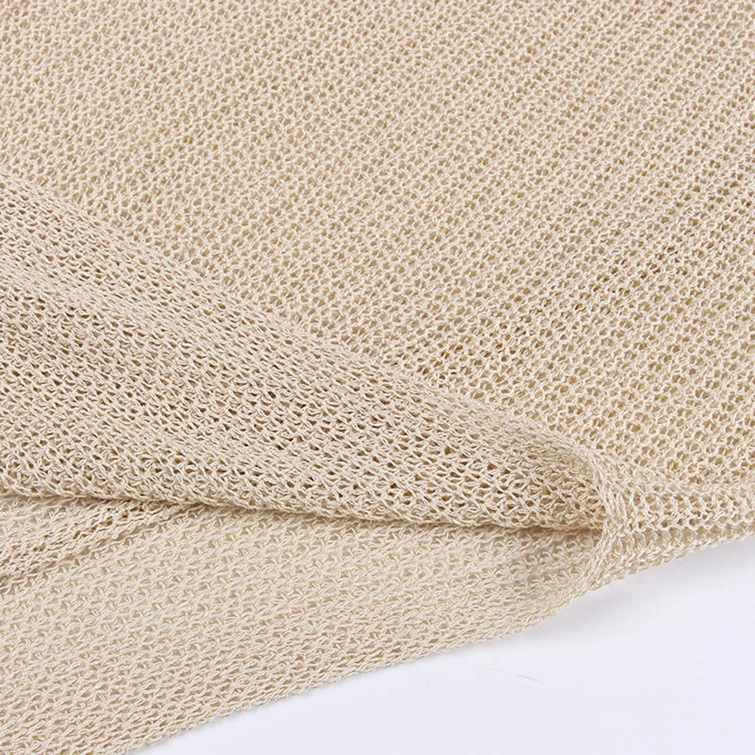 S - XL 3 Farben V-Ausschnitt, überkreuzter Rücken, gestrickte Häkel-Tunika, Strand-Überwurf, Strandkleid, Strandmode, Damen V3767 – Detail 35