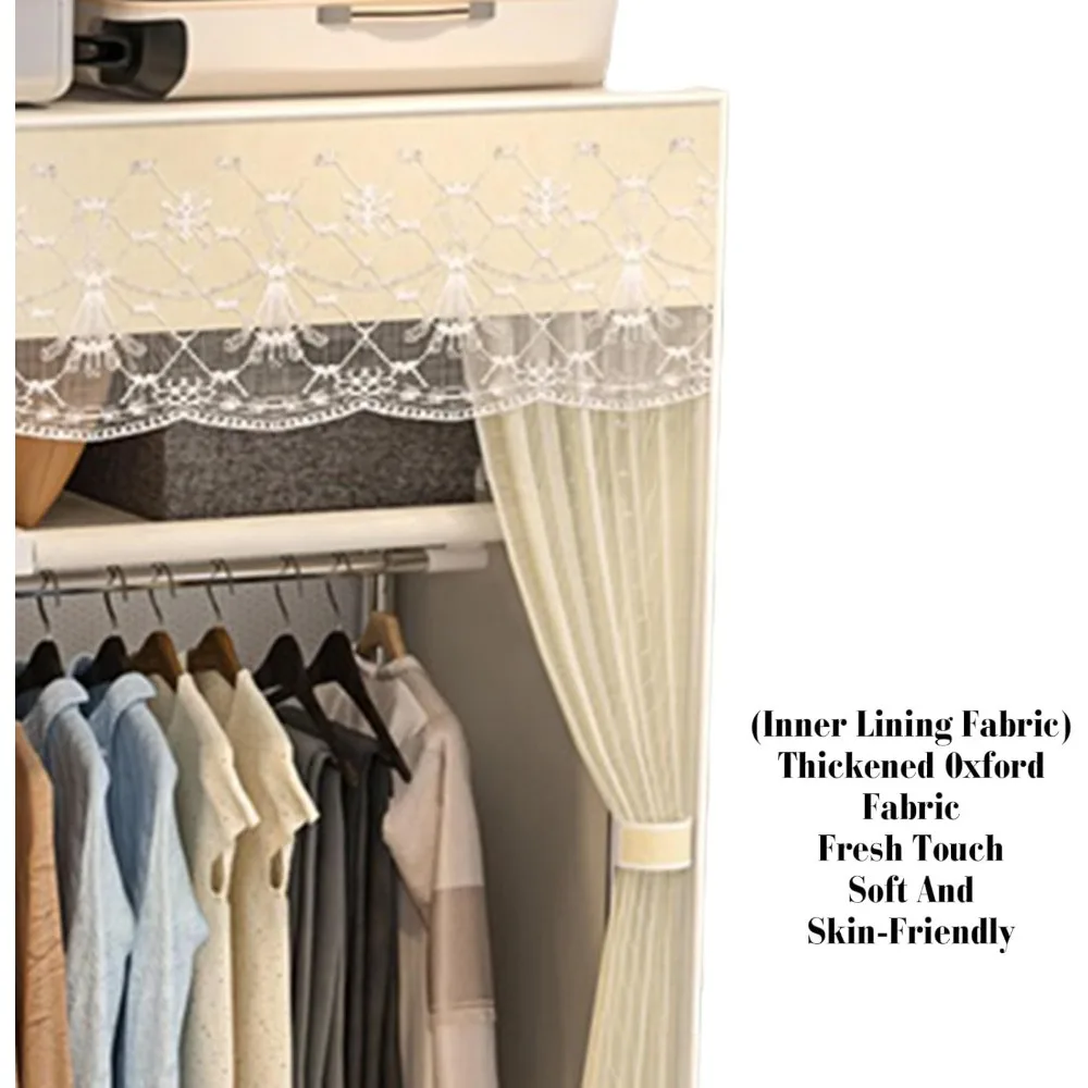خزانة ملابس محمولة، منظم تخزين خزانة مع أرفف، خزانة ملابس من القماش، مناسبة لغرفة النوم الثانية وغرفة المعيشة، عباءة #3