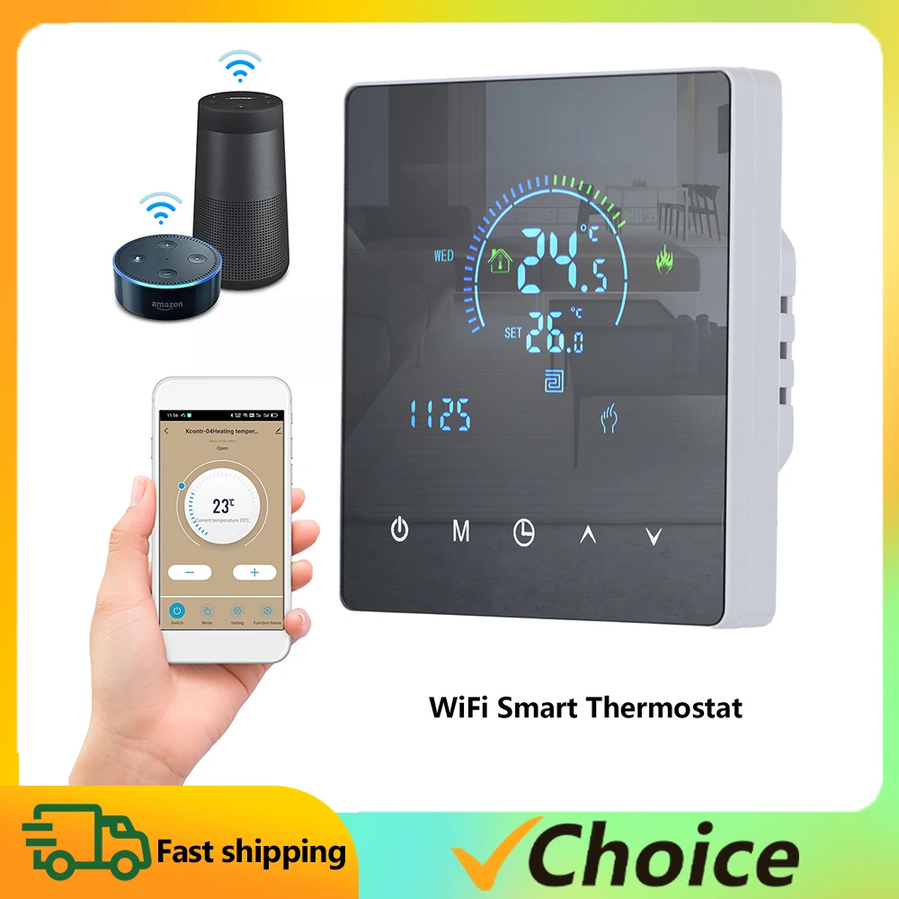 WiFi Smart Intelligent Thermostat Temperature Controller for Water Heating Equipment LCD Display Touch Button Programmable App