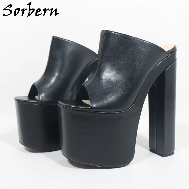 Sorbern Customized 24Cm High Heel Slippers For Women Open Toe Fetish Shoes Real Leather Special Arch